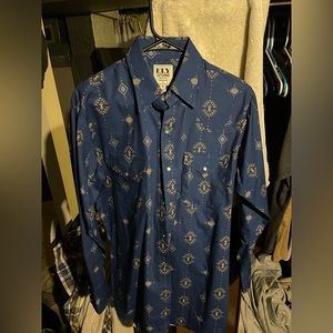 Blue cowboy dress shirt.